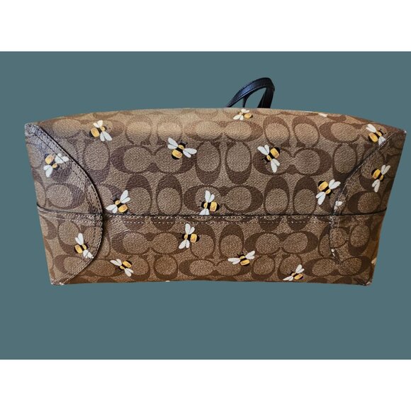 Coach City Tote Signature Canvas Bee Print Double Handle Shoulder Bag - Picture 8 of 16